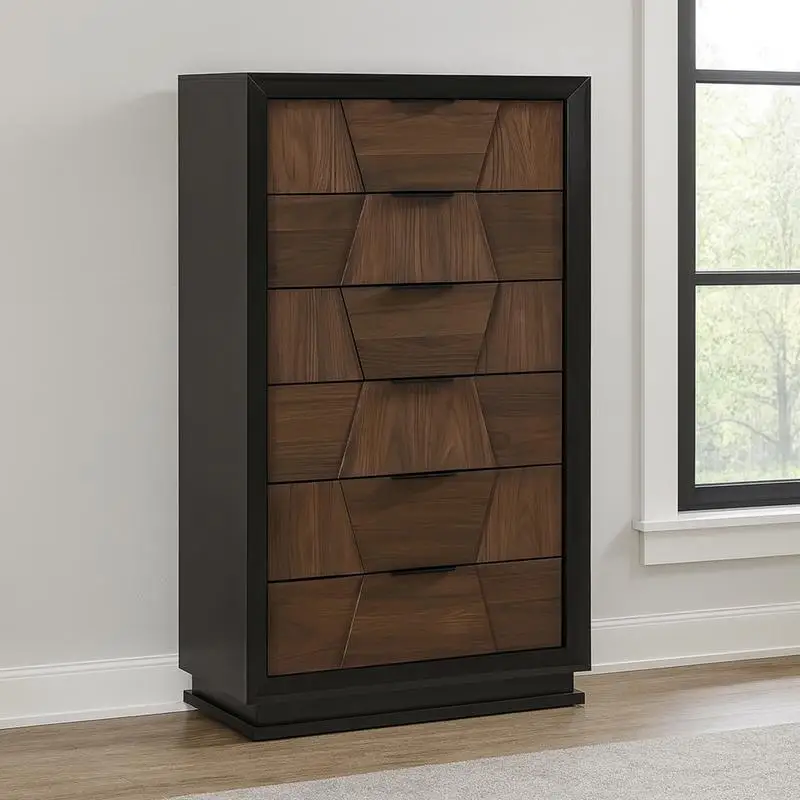 طقم غرفة نوم كينج التقليدية المكونة من 5 قطع بلمسة نهائية من خشب الجوز #5