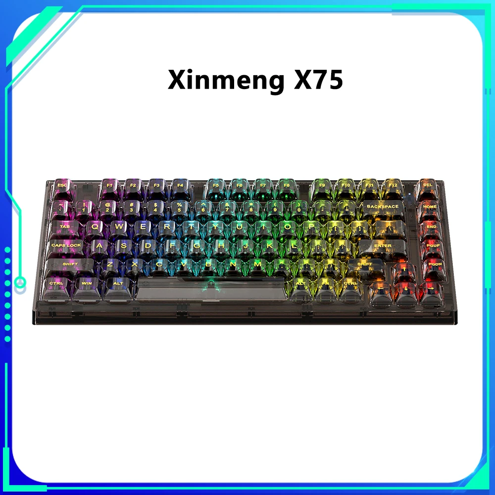 Xinmeng X75 82 Keys Transparent Keyboard Tri Mode Bluetooth Wireless 2.4g Wired Gasket Rgb Backlight Keybgoard For Pc Man Gifts