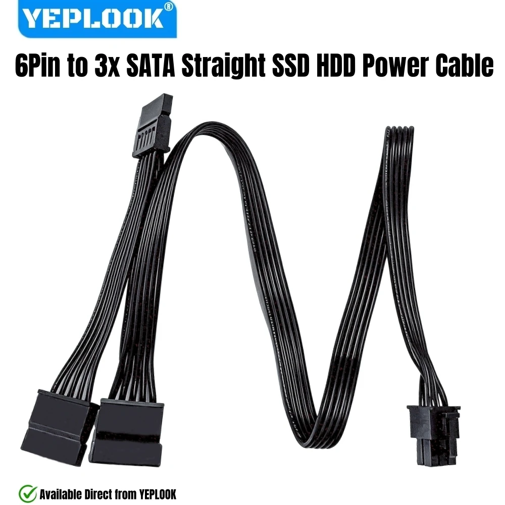 

YEPLOOK 3 Ports SATA Power Cable, SSD HDD Power Wire for Corsair CX750, CX650, CX600, CX550, CX500, CX450, CX430 Modular Powers