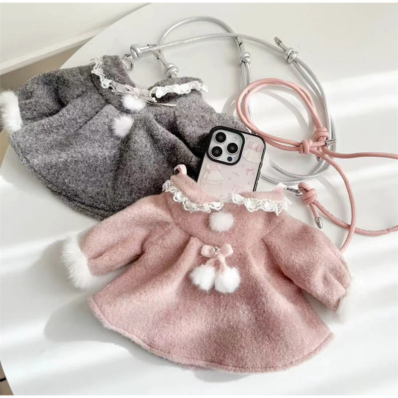 

Women's Creative Shoulder Bag Clothing Shaped Crossbody Bag Plush Skirt Designer Sweet Girl Phone Bag Coin Purse Handbag Storage