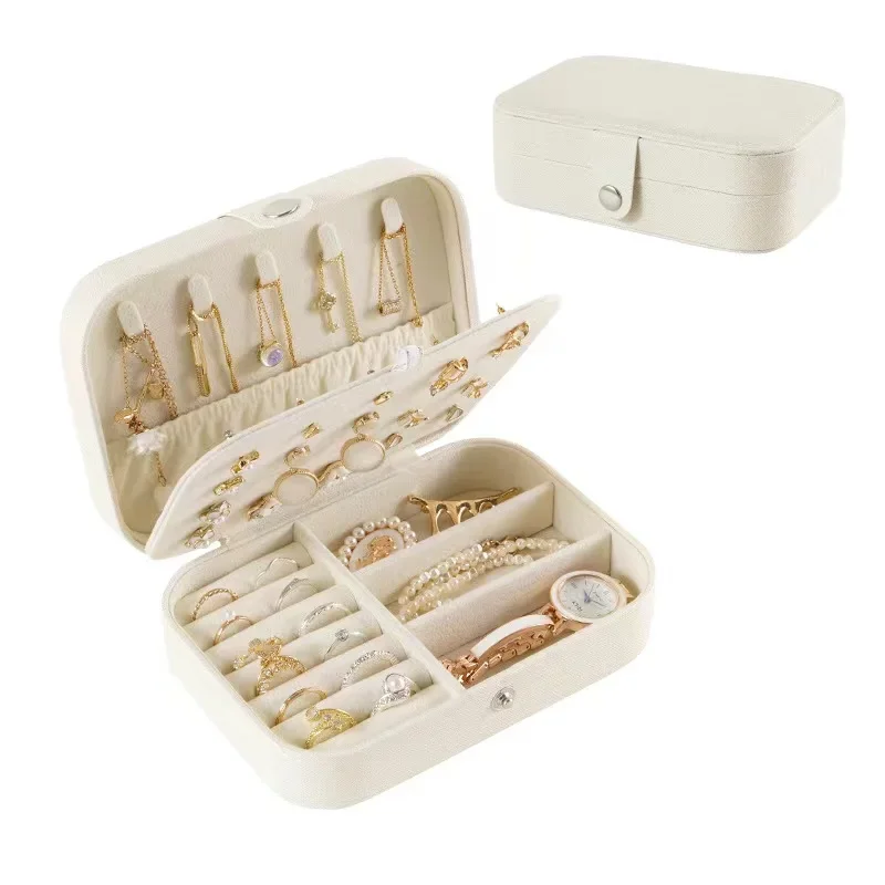 Jewelry Earring Ring Necklace Storage Box Holder Organizer Jewelry Display Portable Travel Jewelry Zipper Case Storage Boxes