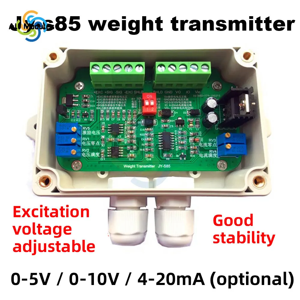 JY-S60 /JY-S 85 DC18-26v Current Load Cell Load Cell Amplifier Weight Transmitter 4-20mA 0-5V or 0-10V Voltage with Housing