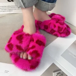 Female Luxury Real Mink Fur Slipper Women's Clogs Slip-On Casual Winter Shoes Mules Shoes Women Luxury Designer Soft Slippers