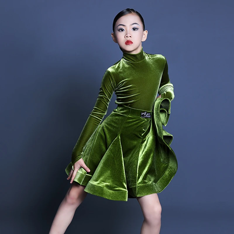 Traje de palco de dança latina multicolorido, traje de competição de dança profissional para meninas, roupas chacha rumba, roupa de dança latina para crianças 2131