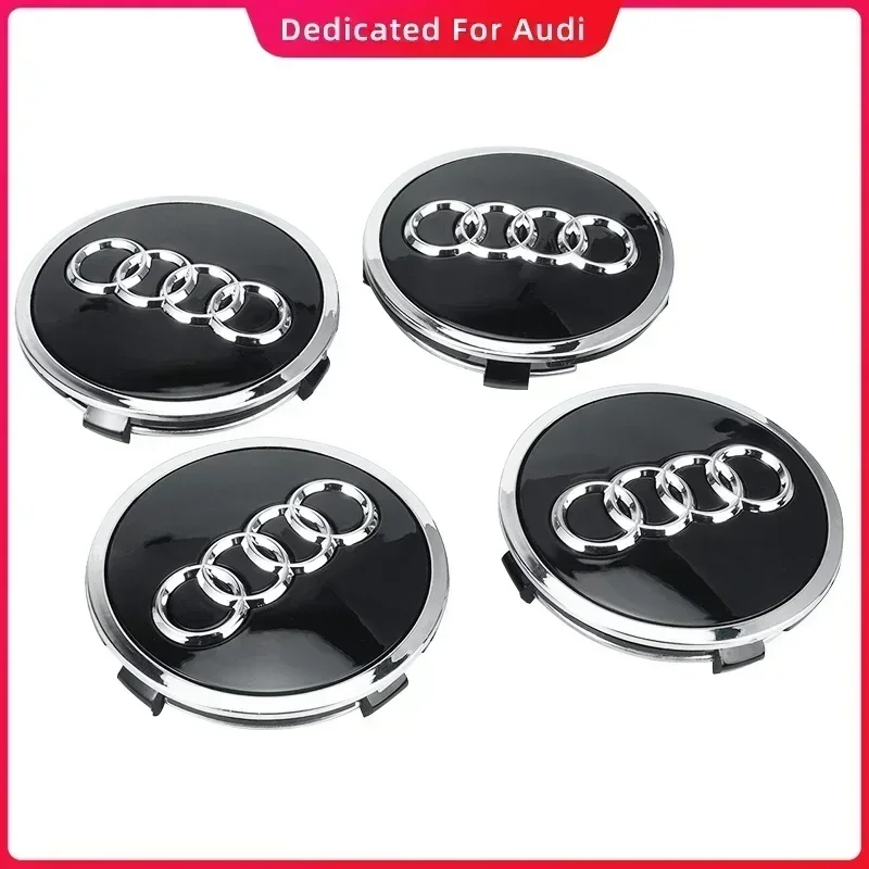 

61MM 4pcs Black Grey Chrome Wheel Center Hub Caps Covers Logo Emblem For Audi TT A3 A4 A5 A6 A7 A8 Q5 R8 S4 S5 S6 4M0 601 170