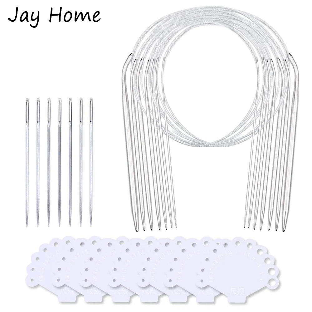 7 Pieces Stainless Steel Circular Knitting Needles Set 80CM Crochet Needles Yarn Needles for Knitting Weave Yarn Projects