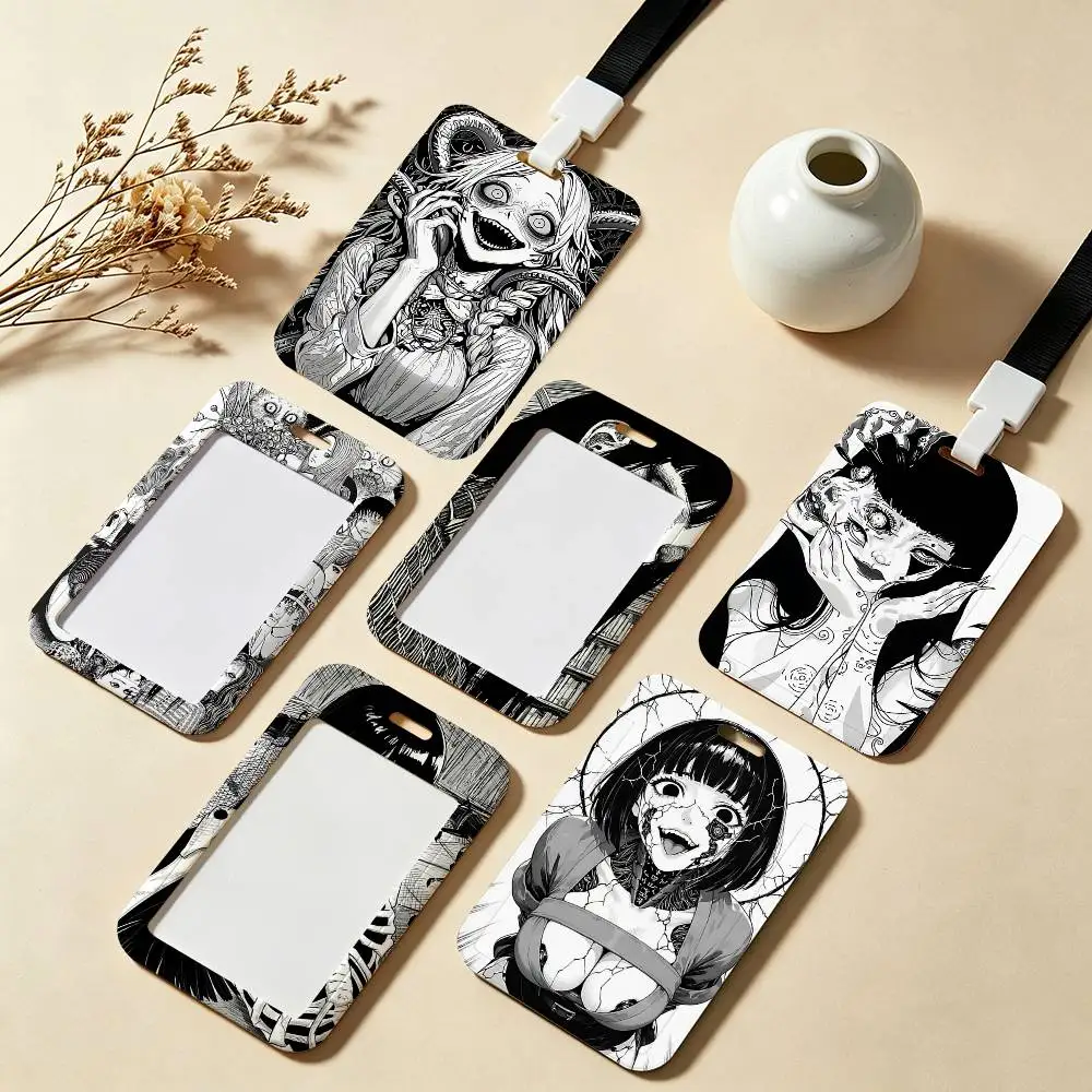 

Art Junji Ito ID Badge Holder With For Office School Name Card Credentials Case
