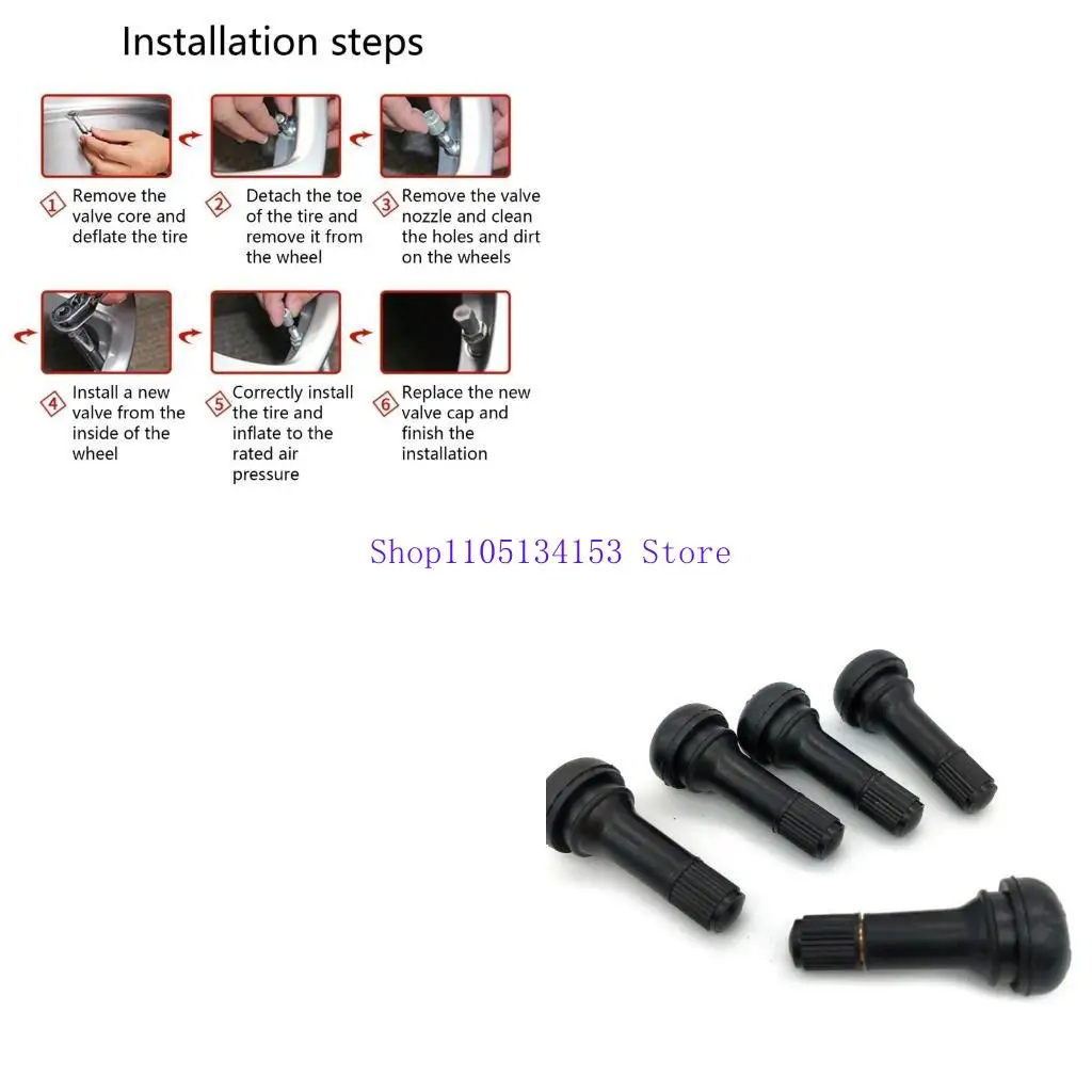 

hg89 Universal TR413 Car Wheel Tyre Tubeless Tire Valves Black Rubber Stems