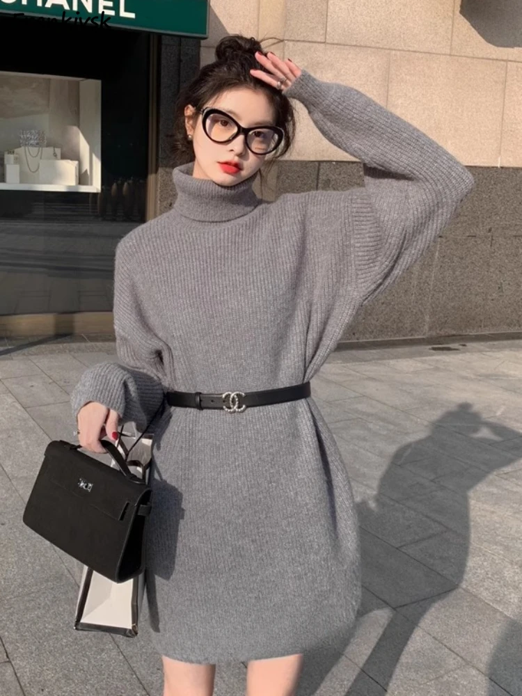 

Turtleneck Sweaters Women Stylish Comfortable Simple Daily All-match Korean Style College Slouchy Mini Knitted Classic Pullovers