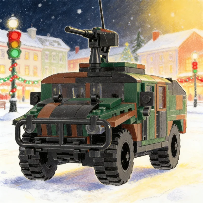 

297 деталей MOC: Конструктор «Лесной грузовик Хумвей», архитектурная модель, рождественский подарок, развивающая игрушка DIY, креативный конструктор из кирпичиков