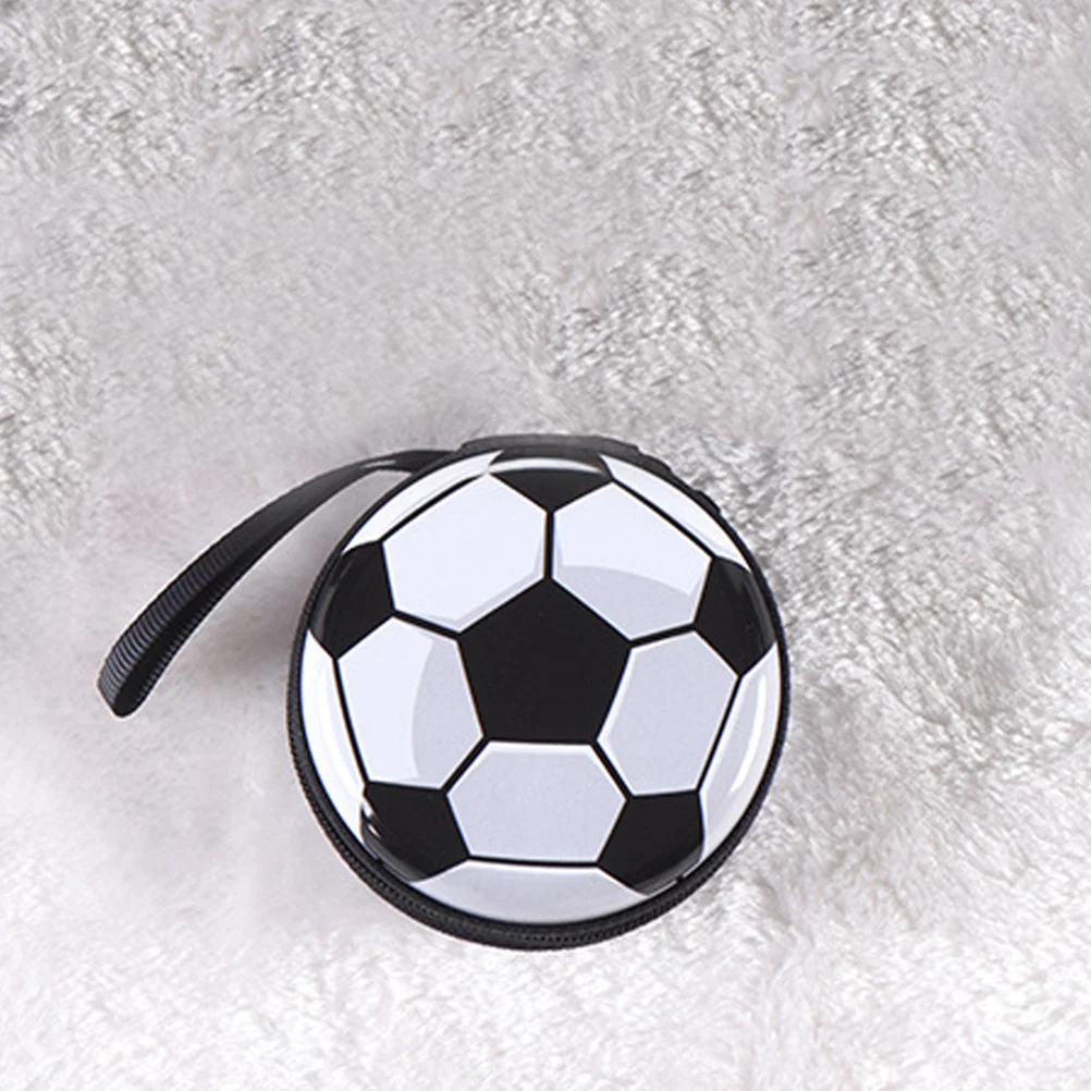 

2Pcs Football Coin Purse Tinplate Round Storage Box Compact Change Purse Coin Holder Soccer Accessory Money Container