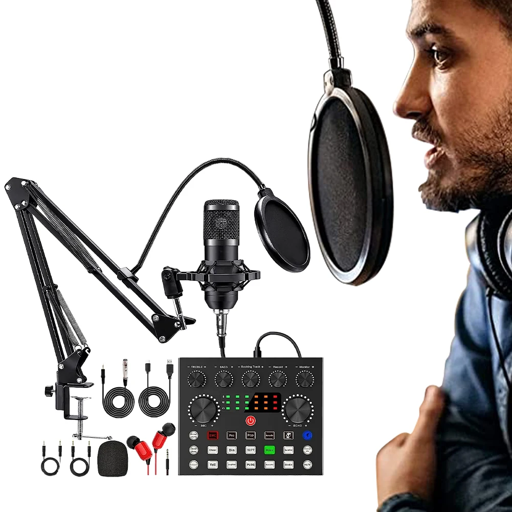 Podcast Equipment Bundle Metal Shock Mount Podcast Equipment Double-Layer Pop Filter for Recording Broadcasting Live Streaming