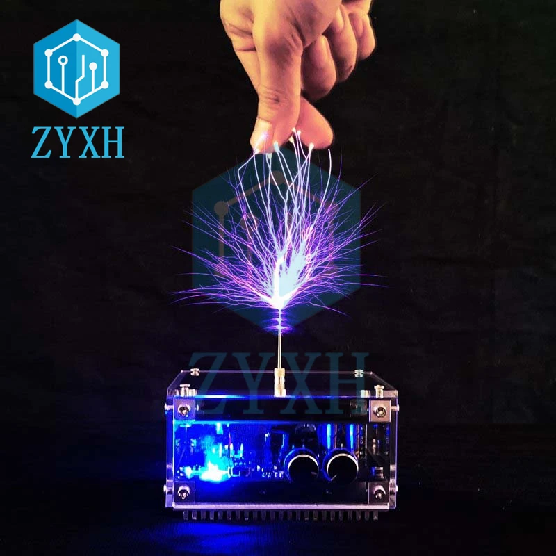 Bluetooth-compatible Music Tesla Coil AC110-240V 120W Palm Tesla Coil 10CM High Frequency Voltage Pulse Electric Arc Generator