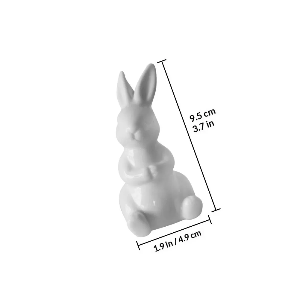 3Pcs Ceramic Rabbit Ornament Set Mixed Postures Desktop Decor Easter Adornment Small Rabbit Shaped Craft Creative Home Office