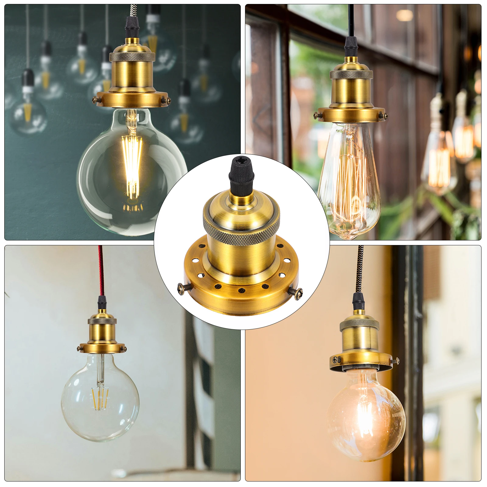 

Retro Lamp Holder 1 Pack Light Socket Ceiling Bulbs Replacement Fitting Hanging Aluminum Sturdy Rust Resistant Simple