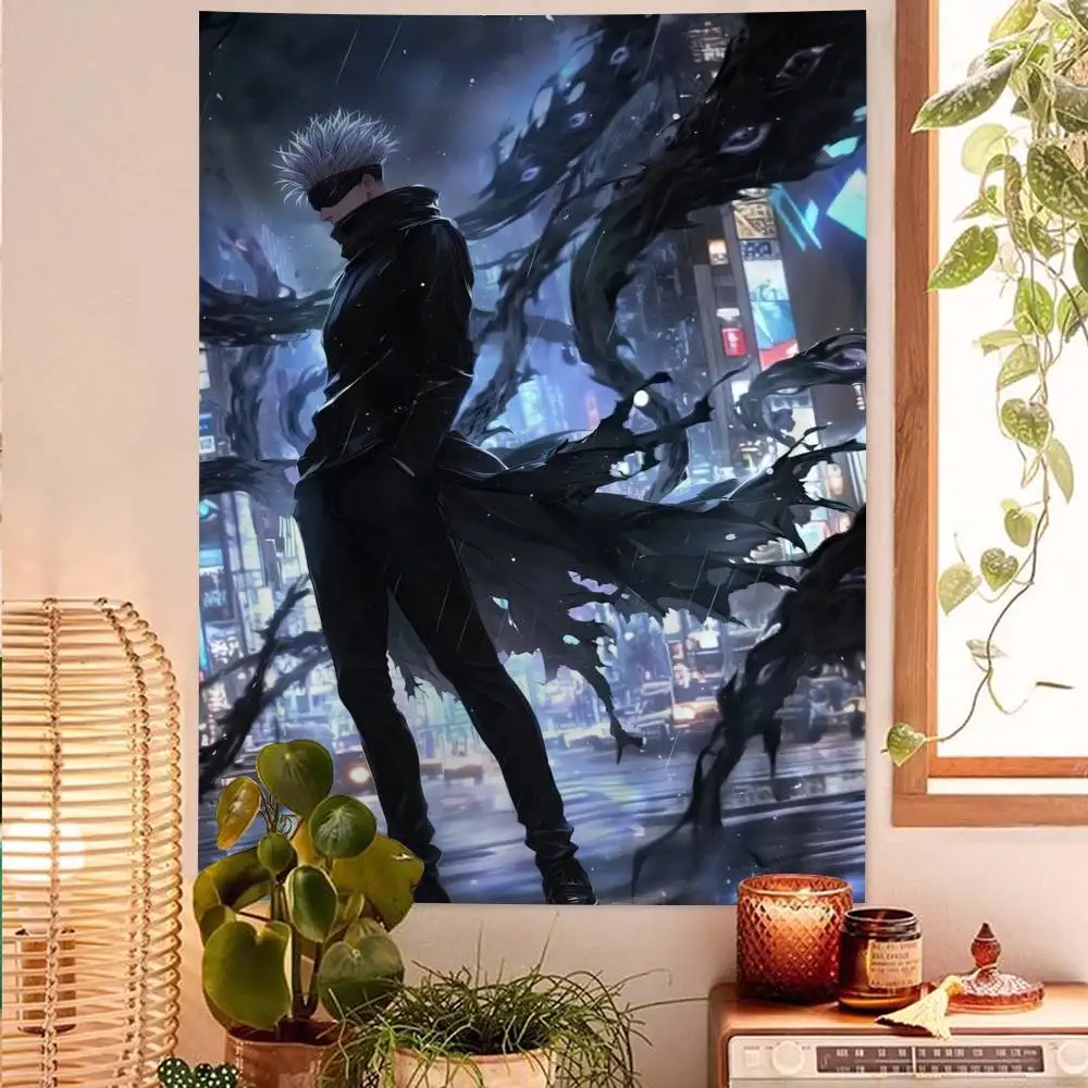 Jujutsu Kaisen Satoru Gojo Chart Tapestry Art Science Fiction Room Home Decor Cheap Hippie Wall Hanging