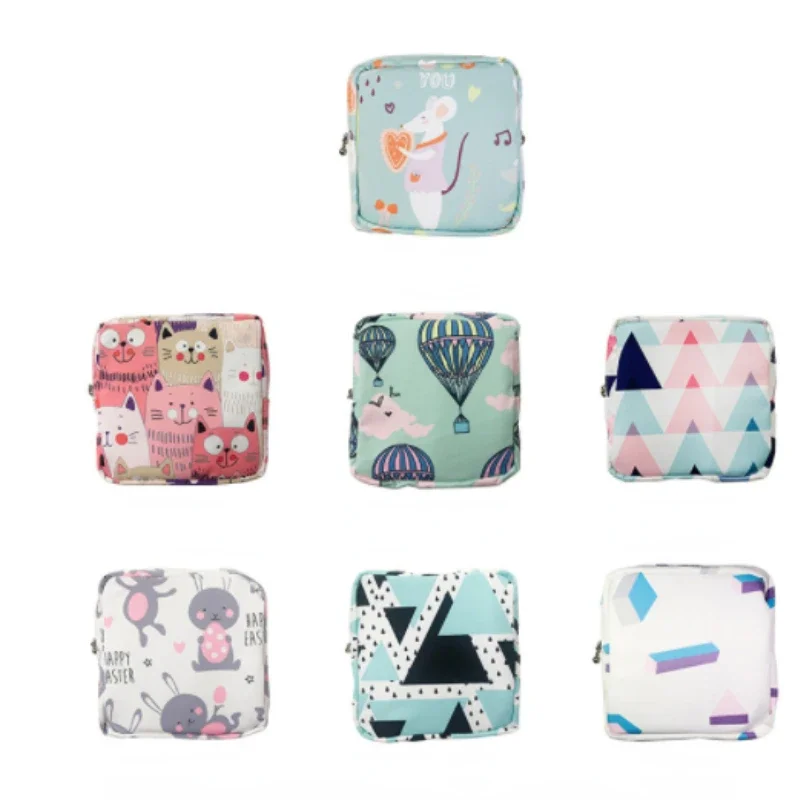 Women Small Cosmetic Bag Set Zipper Girls Mini Sanitary Napkins Makeup Lipstick Bags Travel Earphone Coin Organizer Pouch Bags