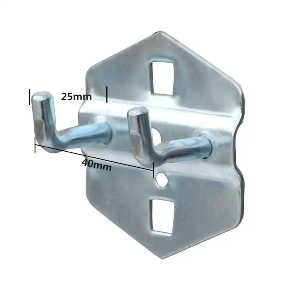 5pcs Peg Shelf Mounting Crossbar Iron Display Hook Double Straight Hanging Plate Hardware Tool Hook Square Hole