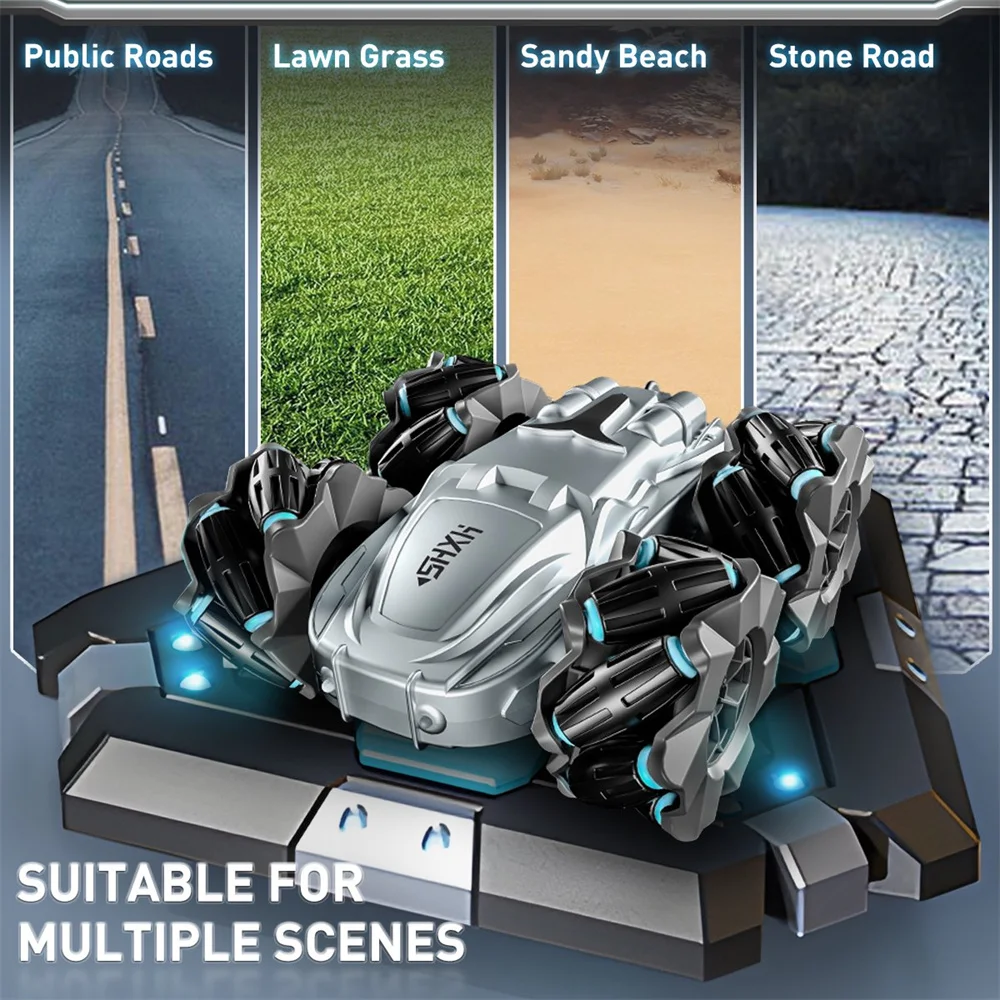 سيارة التحكم عن بعد، مزدوجة الجوانب 360 ° سيارات دوارة 4WD RC، لعبة سباق كهربائية 2.4 جيجا هرتز قابلة لإعادة الشحن، سيارات لعبة للأولاد والبنات #5