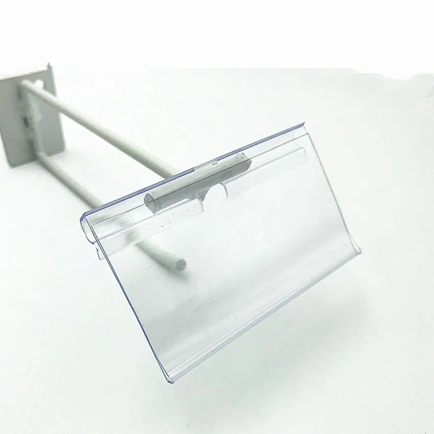 100pcs H4.5cm Plastic Price Tag Sign Label Display Shelf Hook Holder Transparent PVC Supermarket Wire Rack