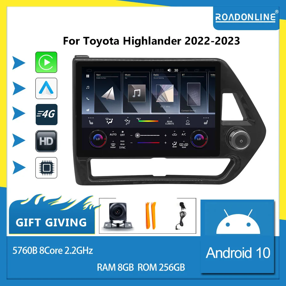 

For Toyota Highlander 2022-2023 1200*1920 Resolution 5760B Octa-core 8+256gb Car Navigation CarPlay Car Radio Multimedia Video