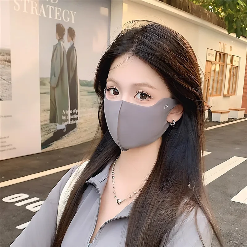 1 قطعة قناع الوجه الواقي من الشمس الصيفي تنفس النساء UV حماية العصرية قناع رقيقة الحرير الجليد واقية من الشمس المضادة للأشعة فوق البنفسجية غطاء الوجه المألوف #3