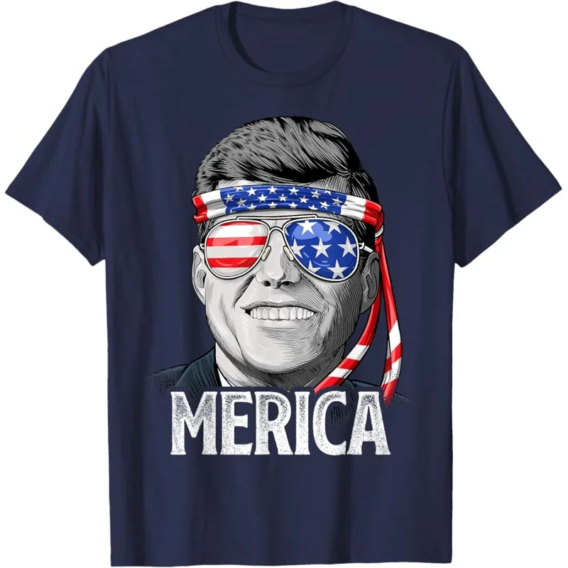 Kennedy Merica 4th Of July President JFK Men American Flag T-Shirt