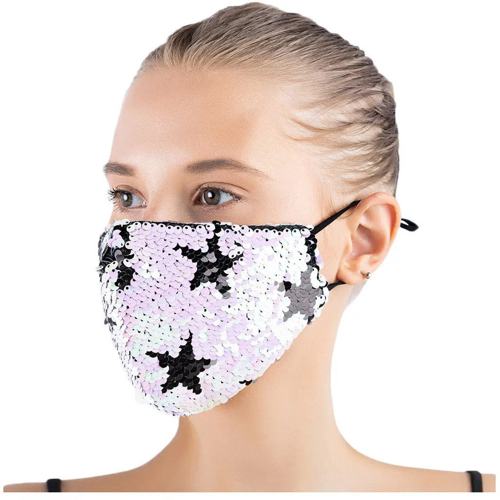 1pc Personalized Design With Sequins That Can Clean And Reuse Outdoor Masks Breathable And Comfortable Personal Protective Mask