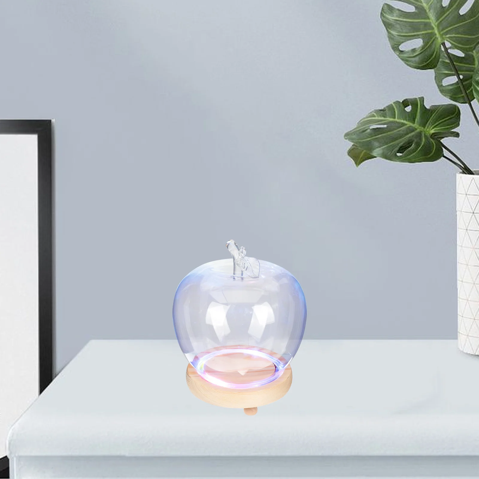 

1Set Apple Glass Dome Fine Workmanship Transparent Glass Cover Elegant Display Decoration Eternal Flower Cover Wooden Base