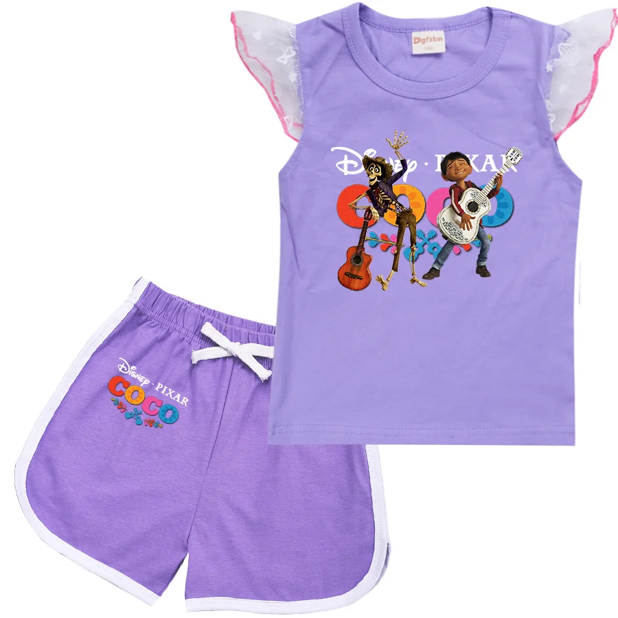 Coco Cartoon Clothing Baby Boys Summer Clothes T-shirt+shorts Baby Girls Casual Clothing Sets