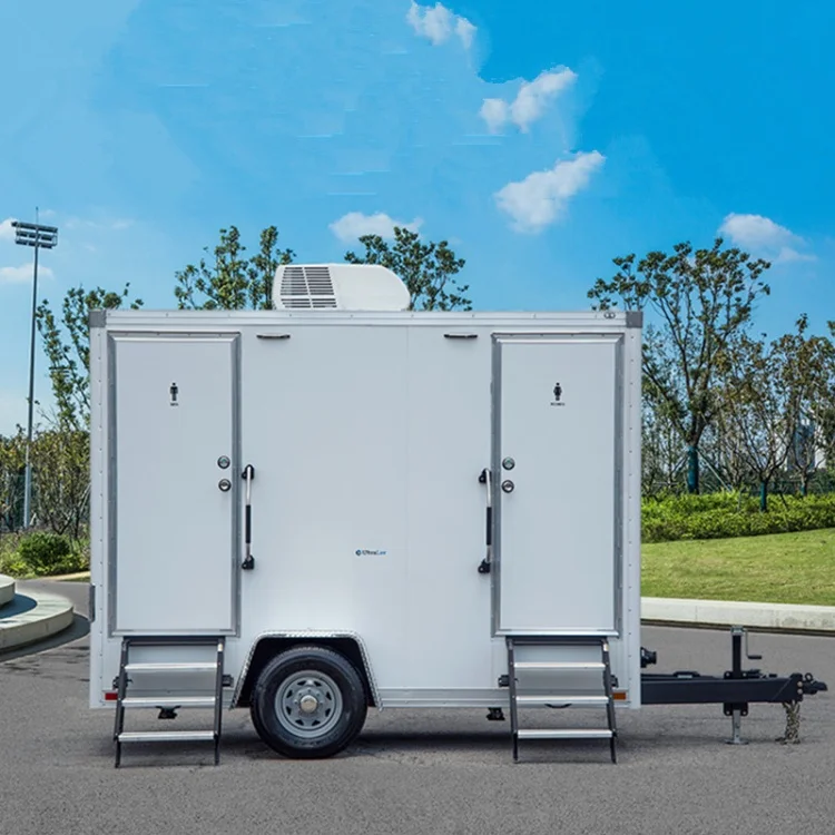 Modern Luxury Mobile Portable Shower Bathroom Trailer 2-Room VIP Restroom Caravan For Outdoor Camping Public Toilet Trailer