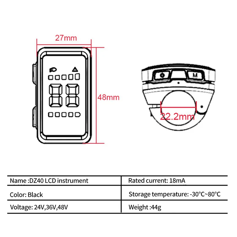 E-Bike Display DZ40 Screen Display Screen for Bafang Mid Motor BBS01 02 HD Electric Bicycle Parts