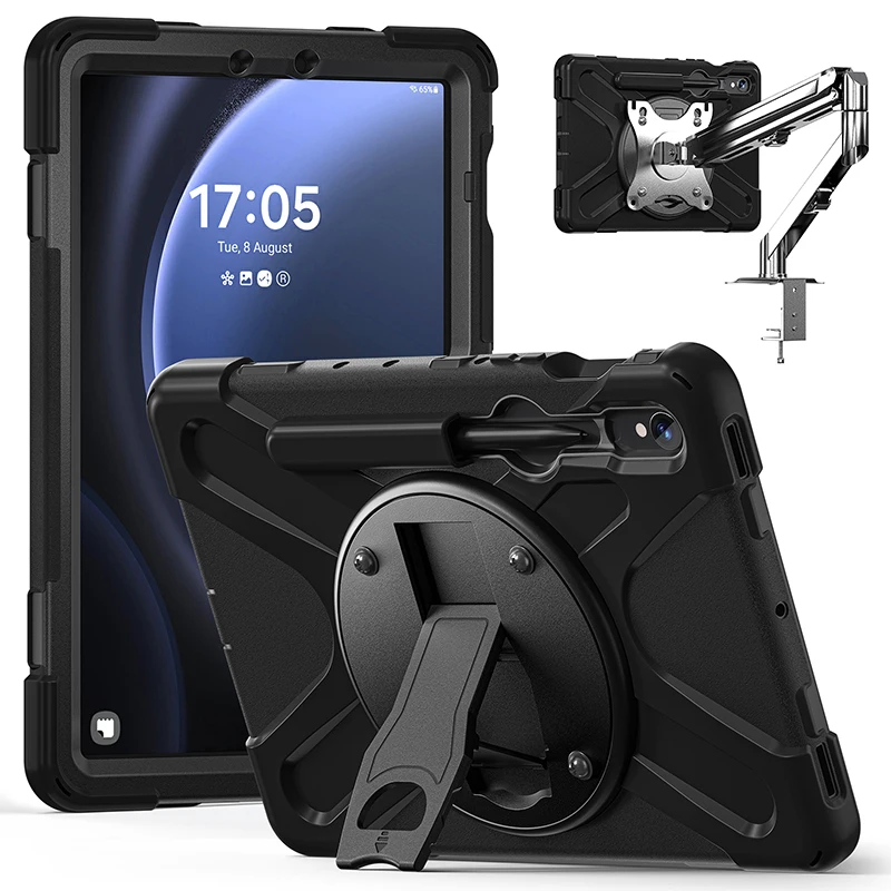 Case For Galaxy Tab S10 Lite S9 FE 10.9 S9 S8 S7 11 Tablet Case Kickstand 360 Rotation Disk with 4 Screw Hole Protective Cover