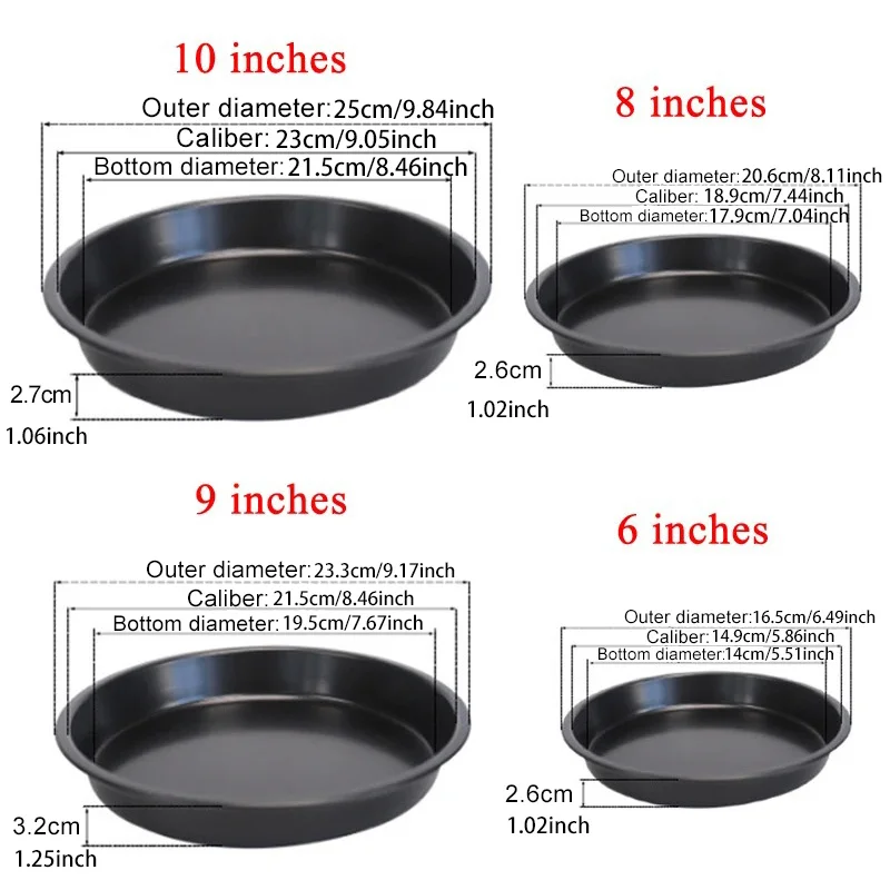1PC Non Stick Pizza Baking Set Round Carbon Steel Deep Dish Pizza Pan Tray with Random Color Silicone Oil Brush for Home ZYF