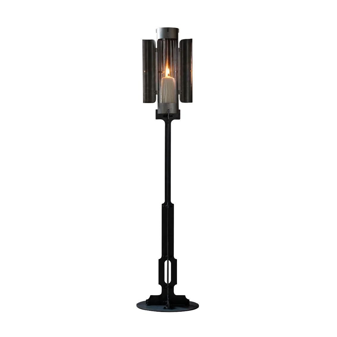 Scented candles, floor-to-ceiling candlesticks, medieval Gothic, industrial style