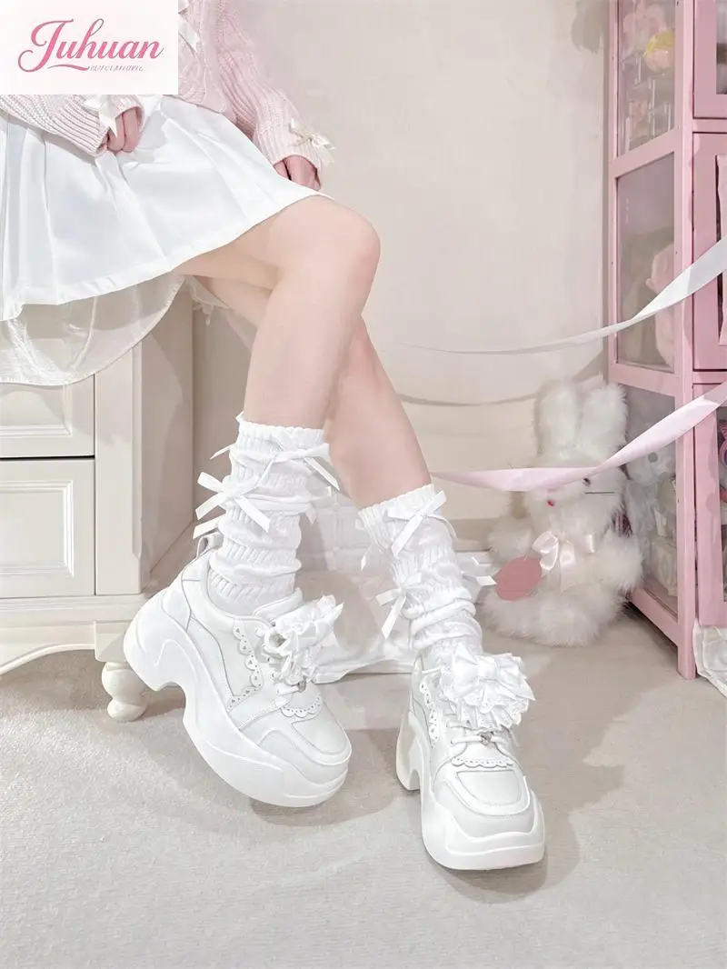 

Japanese Original Mining Series Lolita Lace Lace Bow Dad Shoes Women's Comfortable Girl Versatile Platform Muffin Shoes Sneakers