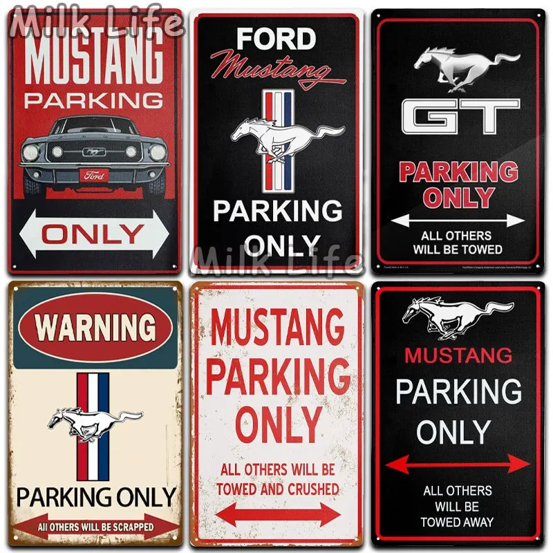 Mustang GT  Parking Only Tin Sign  Vintage Wall Art Decor for Home Bedroom Restaurant Garage Pub Club   x  Inches