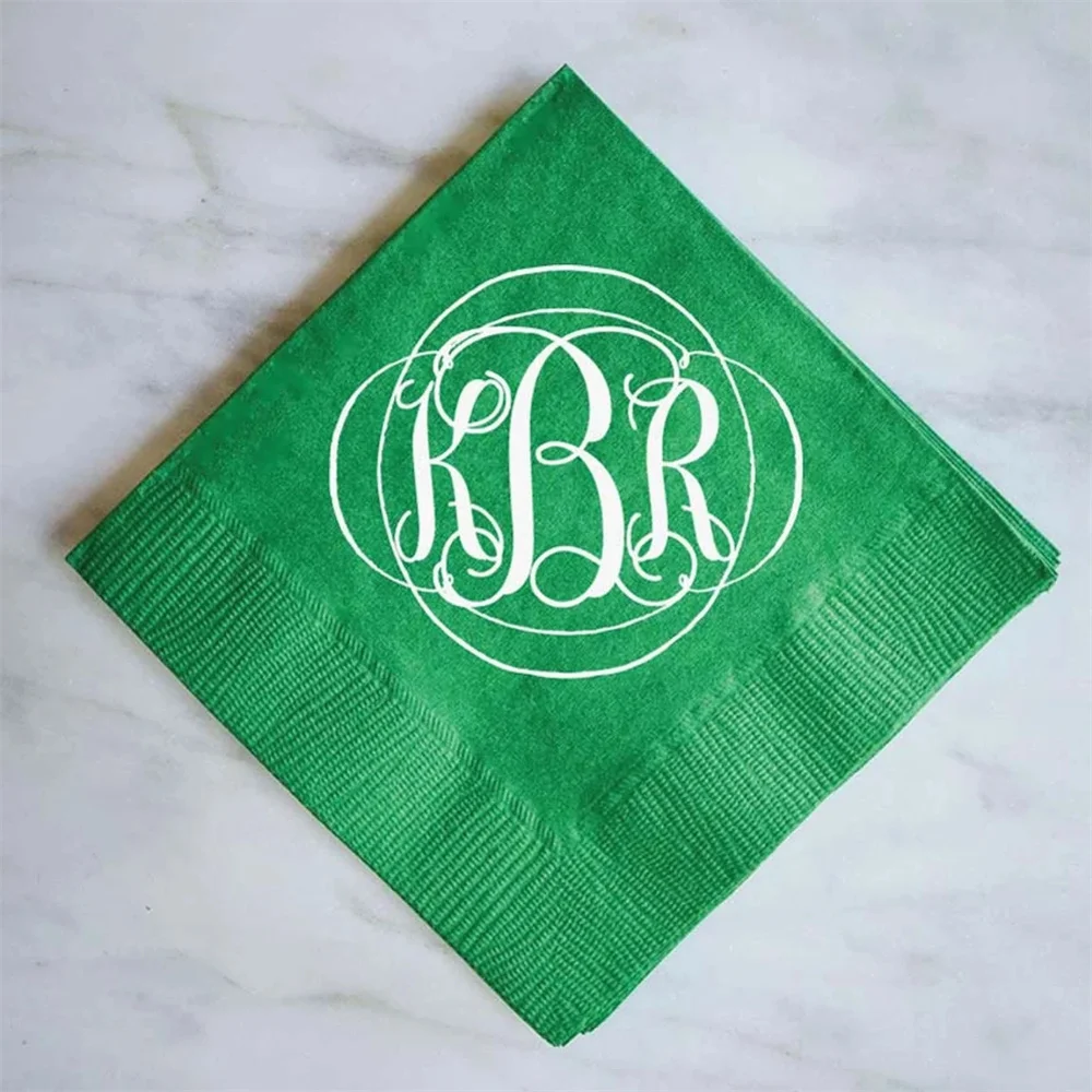 Personalized Wedding Vine Monogram Napkins, Bordered Monogram Party Napkins, Custom Napkins, Personalized Wedding Monogram Napki