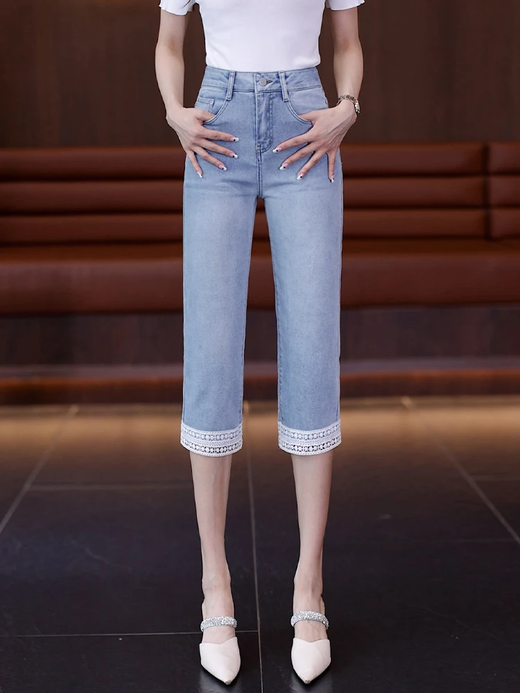 

High Waist Slimming Straight Leg Jeans Women's Summer Thin New Style 2025 Dreamy Elegant Commute Style Light Blue Denim Pants