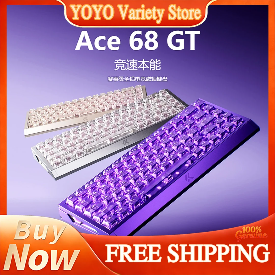 

Механическая клавиатура MCHOSE Ace 68 GT с магнитными переключателями, алюминиевая, частота опроса 16K, прозрачные колпачки клавиш из углеродного волокна, для киберспорта и Valorant