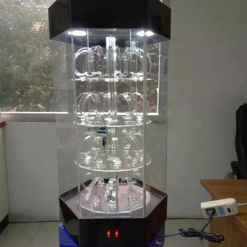 modern acrylic watch display cabinet with lock auto rotating display cabinet