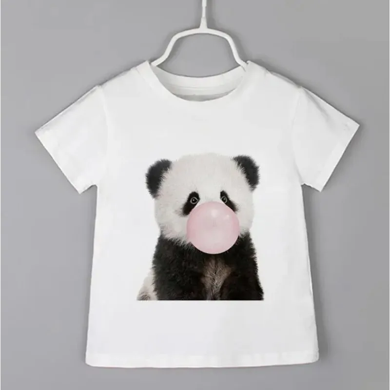 Camiseta infantil de manga curta panda, blusa de bebê menina, camiseta infantil, meninos, meninas, casual, novo