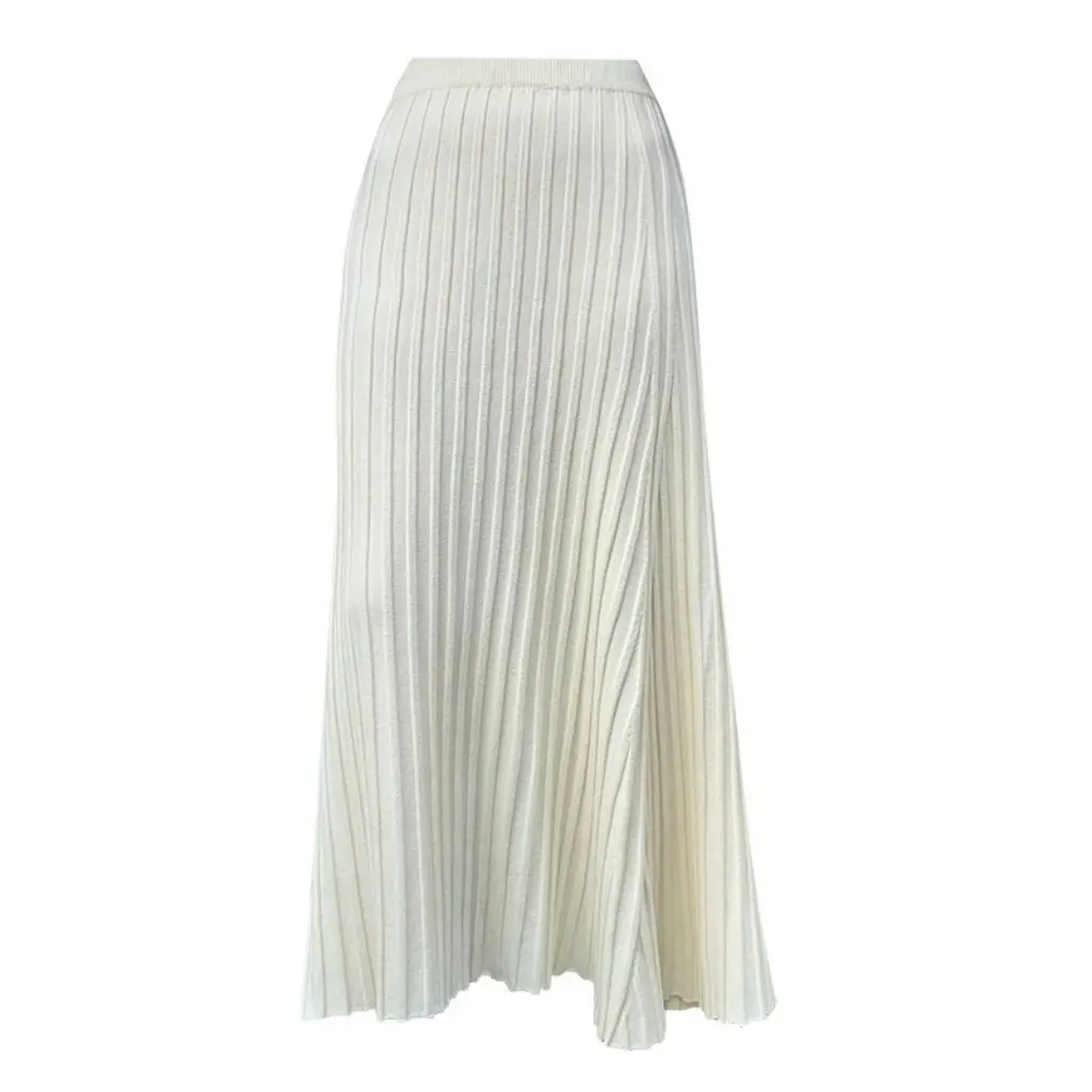 

Fashion High Waist A-Line Pleated Skirt for Women Knitted Long Slimming Oversized Style for Autumn And Winter
