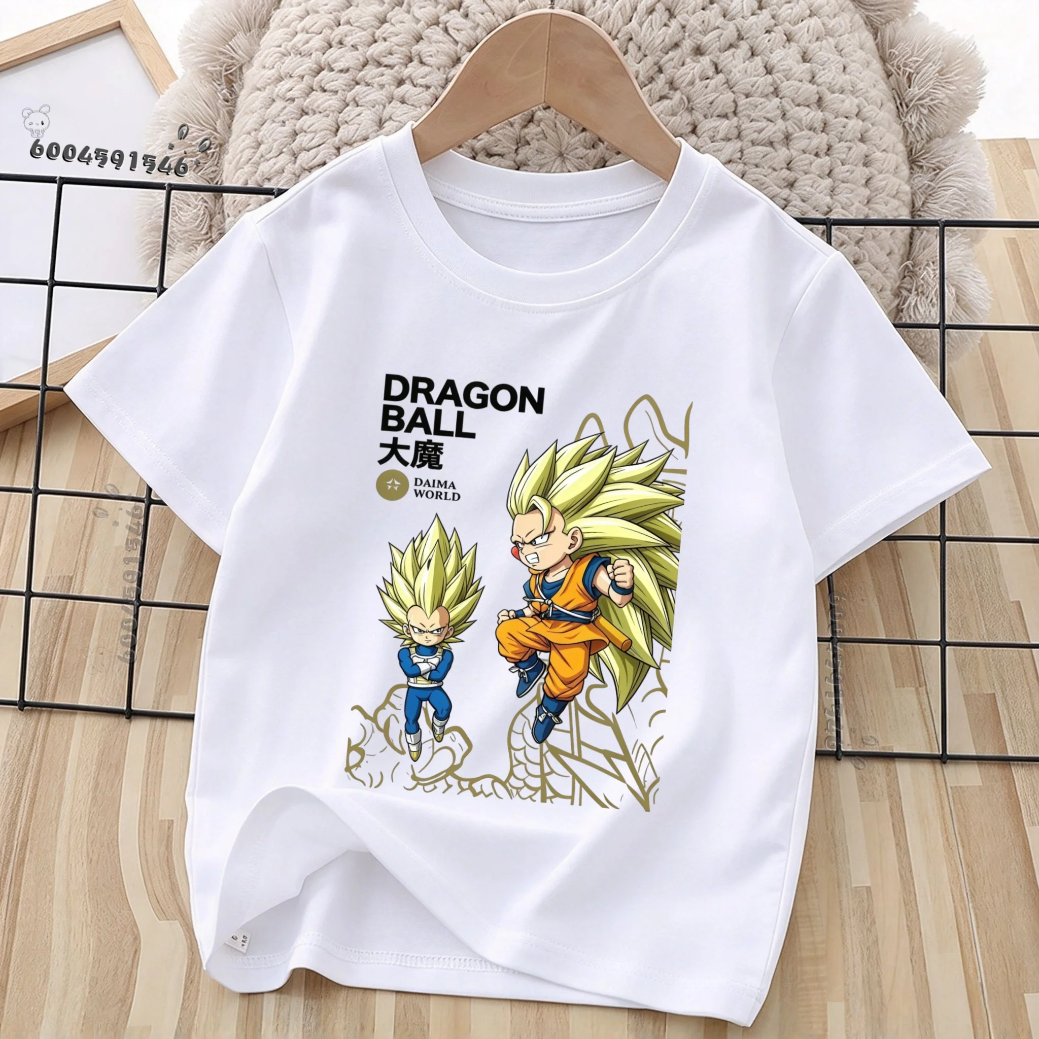 Latest model 100% Cotton Children's T-Shirt - Dragon Ball Super Saiyan Goku and Beegita Anime Print Soft and Breathable Top