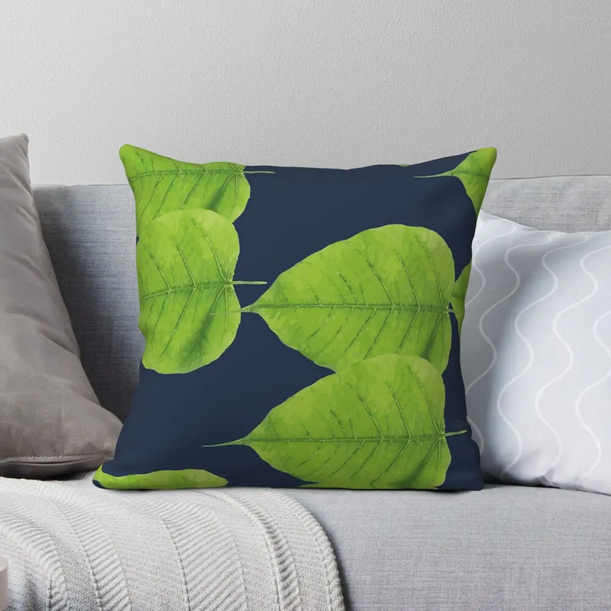 Banyan Tree Leaf Vector Square Pillowcase Polyester Linen Velvet Creative Decorative Throw Pillow Case Home Cushion Cover 45x45