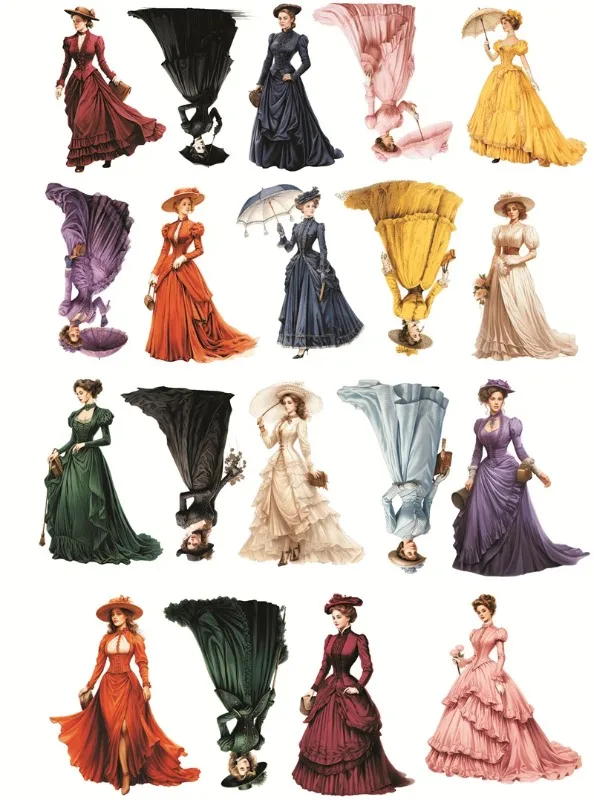 Cute Victorian Period Dress Ladies Stickers  Self-made Fashion Girl Scrapbooking  /Decorative  /DIY Craft Photo Album