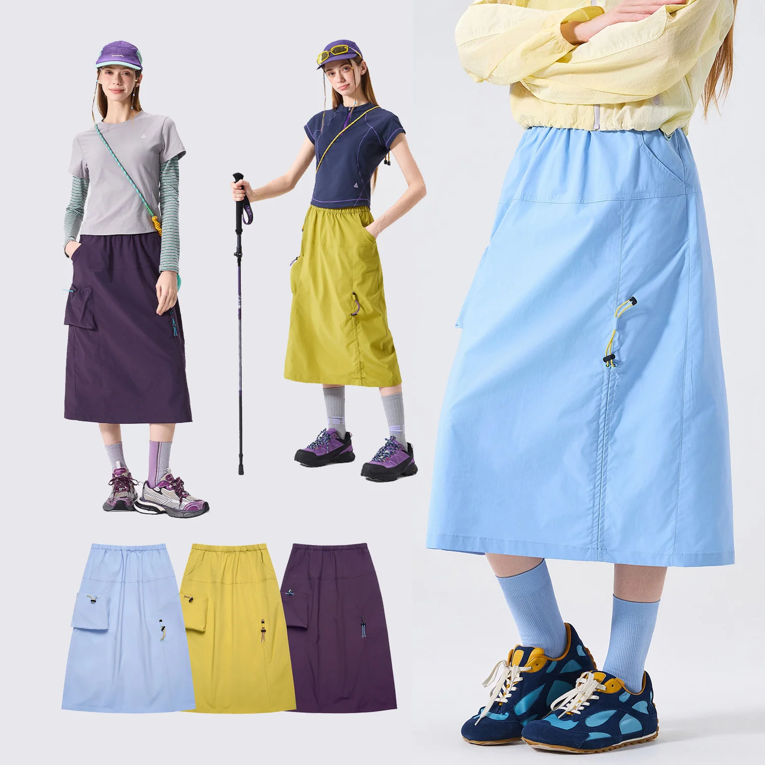 Y2K Mode Wasserdichter Rock für Damen, Schnelltrocknender Outdoor-Stadtröckchen, Lässige Sport-Cargohose