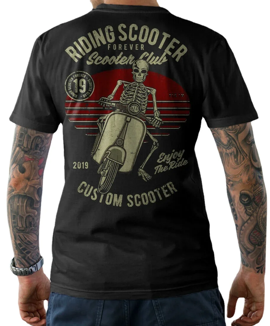 Scooter Club Scooter Society Skull Wrench Skull Biker T-Shirt. Summer Cotton Short Sleeve O-Neck Mens T Shirt New S-3XL