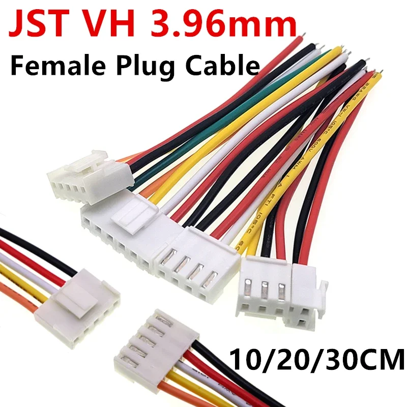 

10Pcs 22AWG Single-end JST VH 3.96mm Female Housing Plug Electronic Wire Connector 2/3/4/5/6/7/8/9/10Pin 10/20/30CM VH3.96 Cable