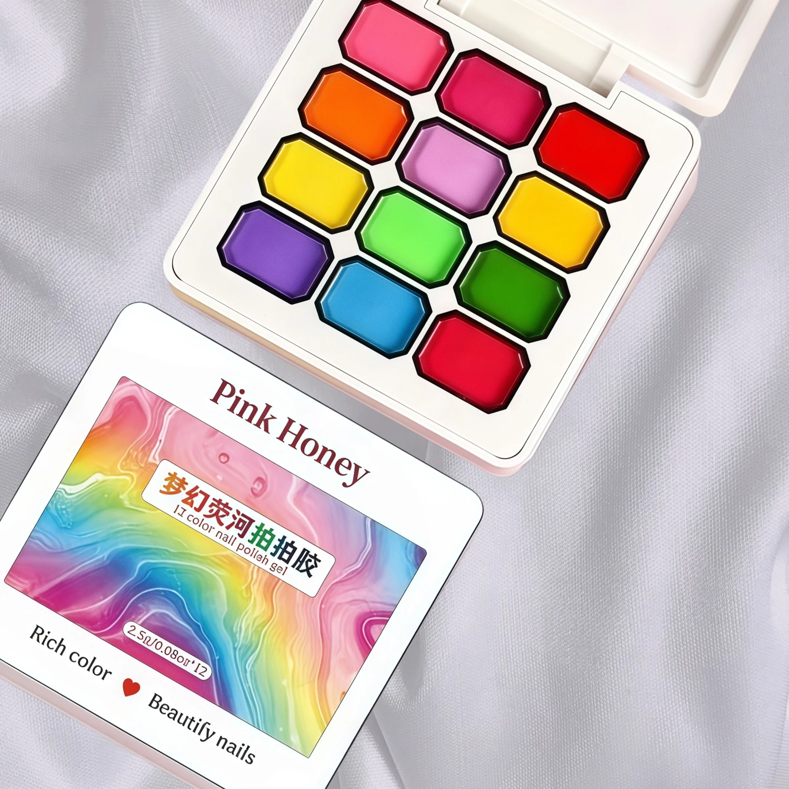 12 Colors Rainbow Solid Nail Gel Kit, High Saturation Gloss Nail Kit, Fashionable LED Nail Art, Perfect Gift, Summer Popular